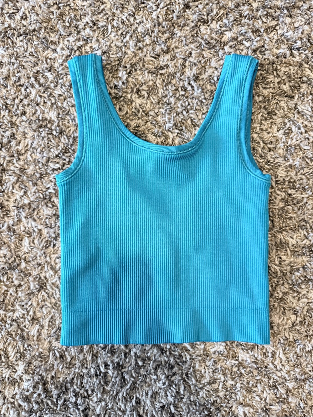 Athleta Girls’ Ribbed Scoop Tank Top - Teal Blue